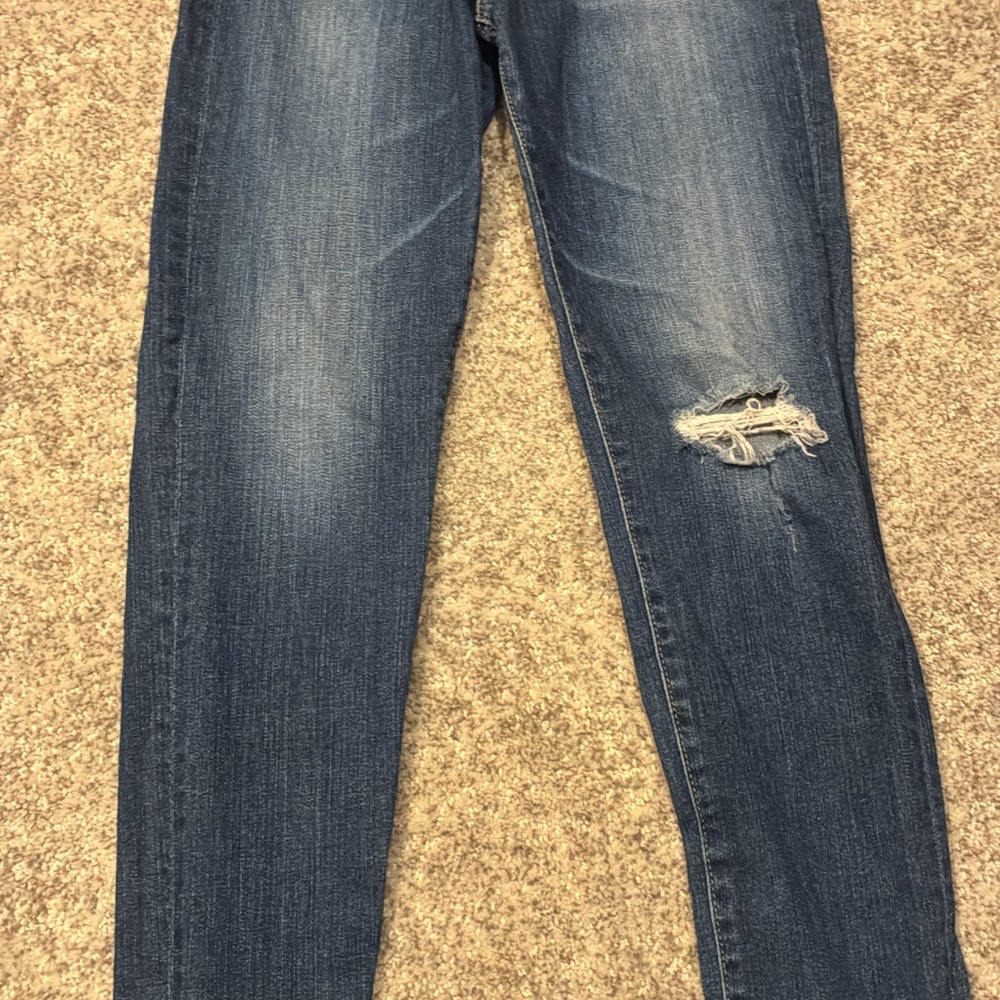 AG Adriano Goldschmied Dark Blue Distressed Skinny Jeans